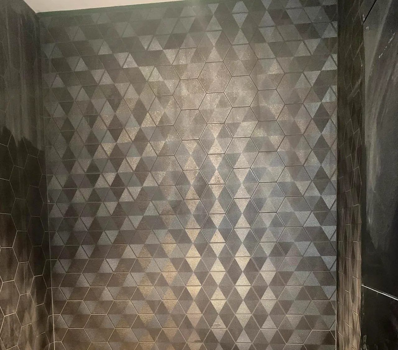 Three-dimensional tile on a feature wall