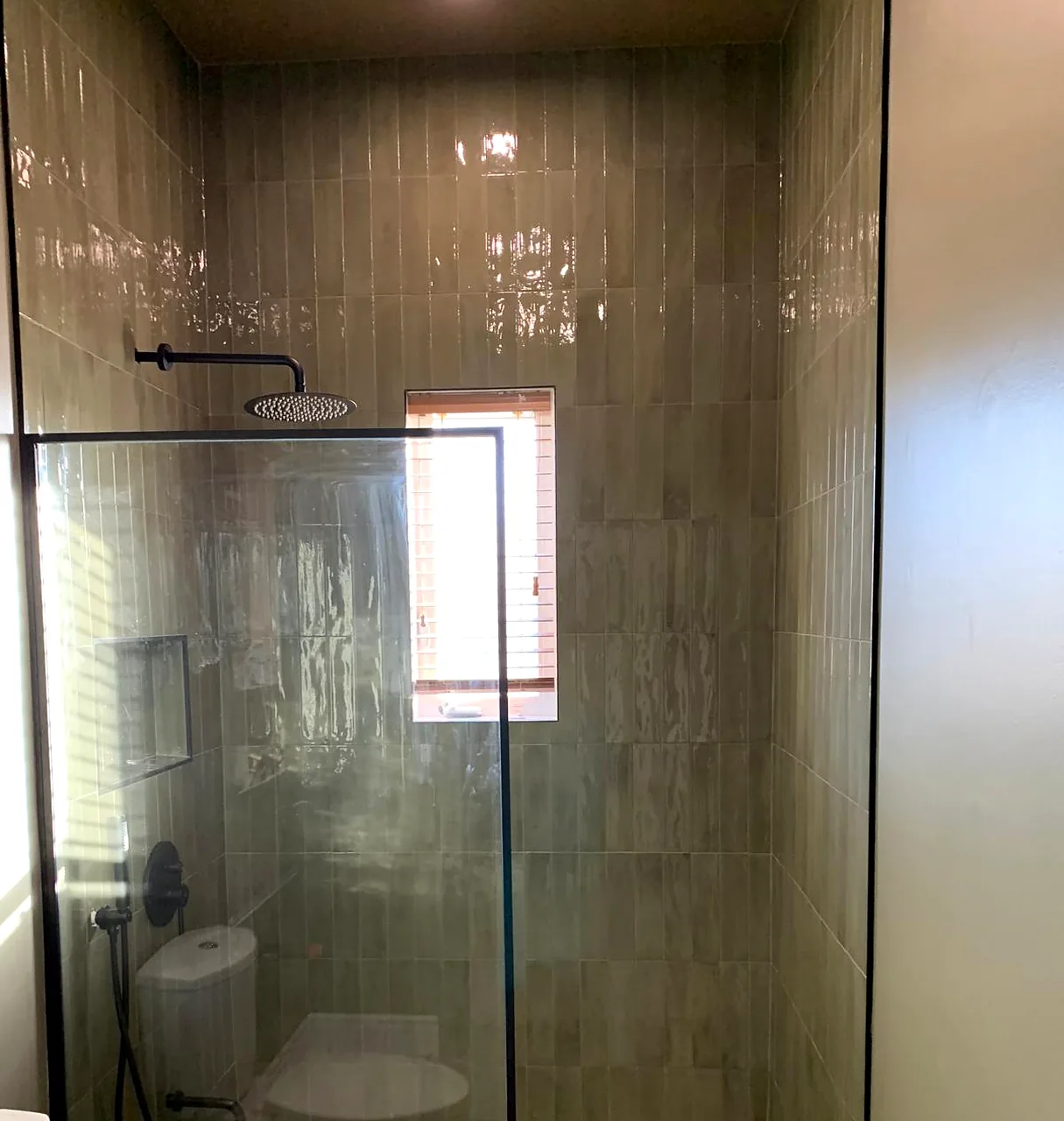 Olive gloss with a black-framed door